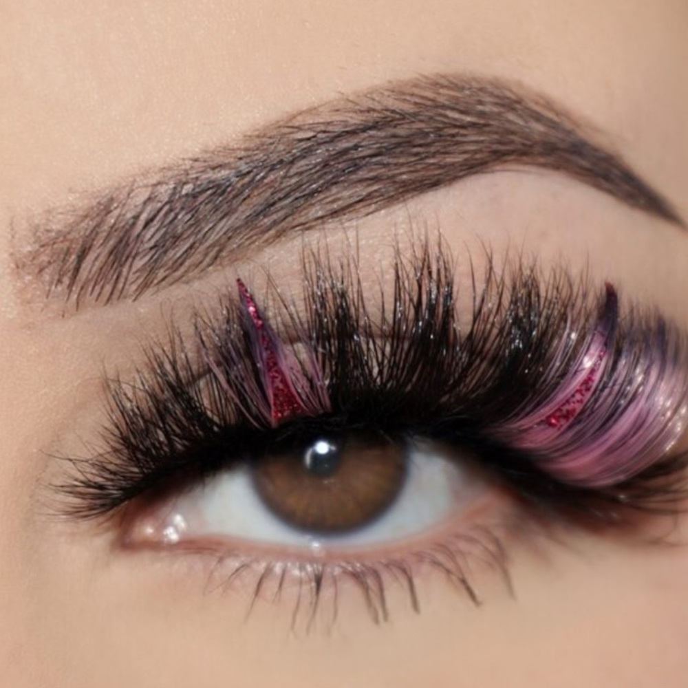 Glittery Pink and Black Eyelashes